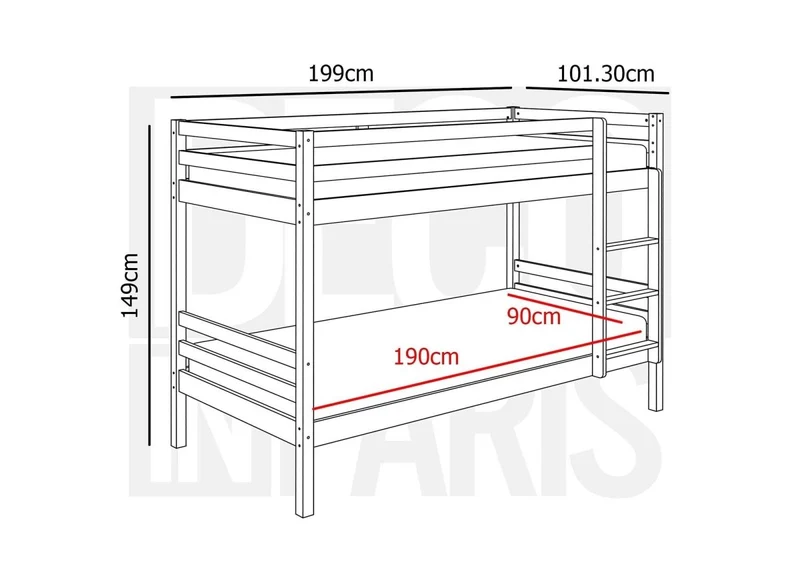 Lit superposé gigogne 3 couchages en bois blanc LEOPAUL 90 x 190 cm