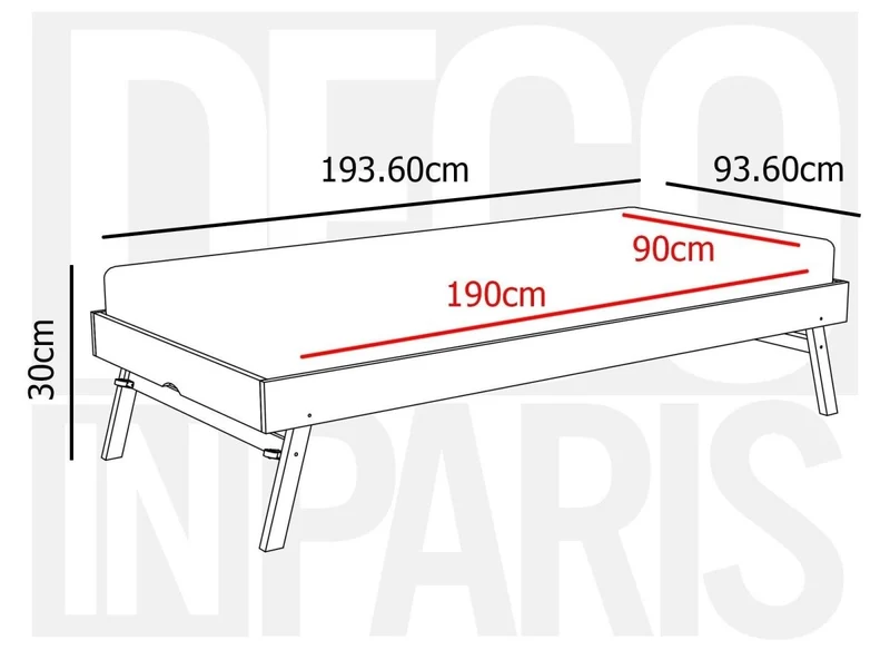 Lit superposé gigogne 3 couchages en bois blanc LEOPAUL 90 x 190 cm