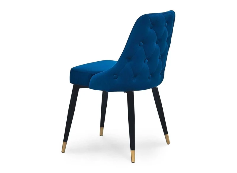 Lot de 2 chaises capitonnées en velours bleu DORINA