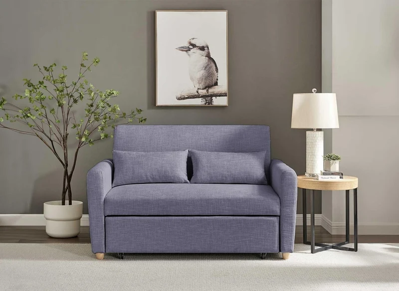 Canapé convertible 2 places en tissu gris KALAYA