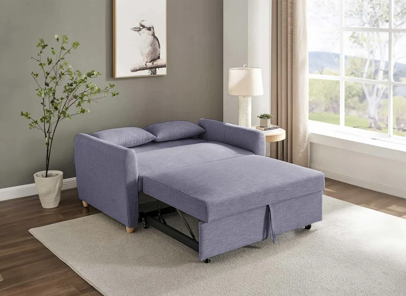 Canapé convertible 2 places en tissu gris KALAYA