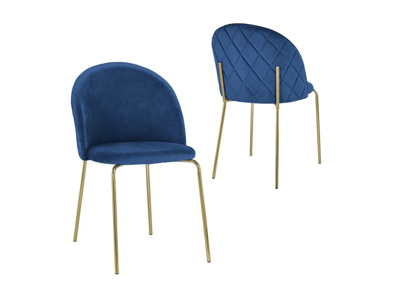Lot de 2 chaises design en velours bleu KENNETH