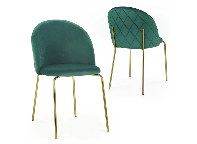 Lot de 2 chaises design en velours vert KENNETH