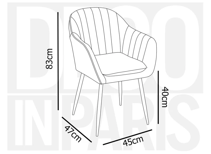 Lot de 2 chaises avec accoudoirs en velours vert EDWIGE