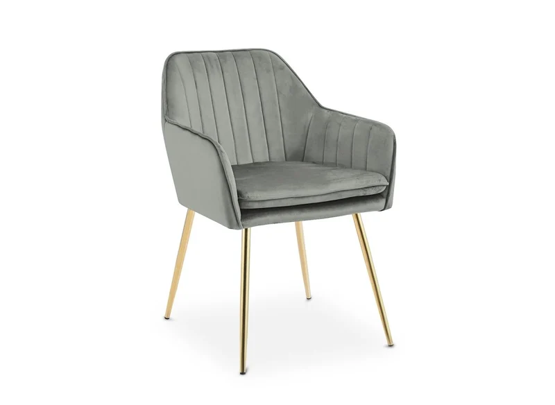 Lot de 2 chaises avec accoudoirs en velours gris EDWIGE