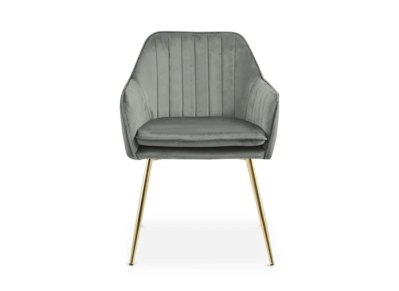 Lot de 2 chaises avec accoudoirs en velours gris EDWIGE