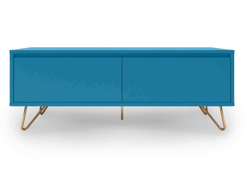 Meuble TV XXL 1 tiroir 1 porte bleu canard DARINA
