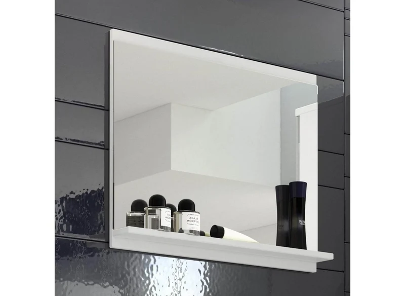 Ensemble meubles salle de bain design suspendu - Blanc et gris laqué HARMONY