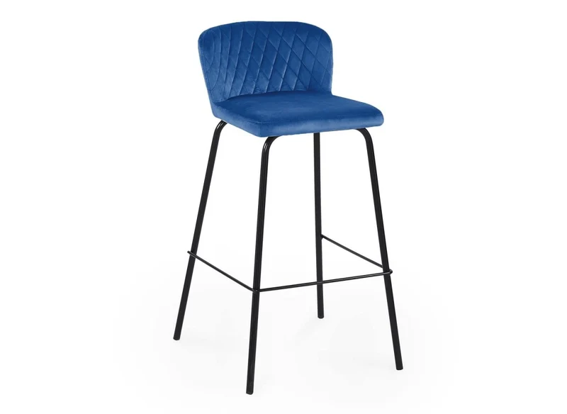 Lot de 2 tabourets de bar design en velours bleu BOSCO