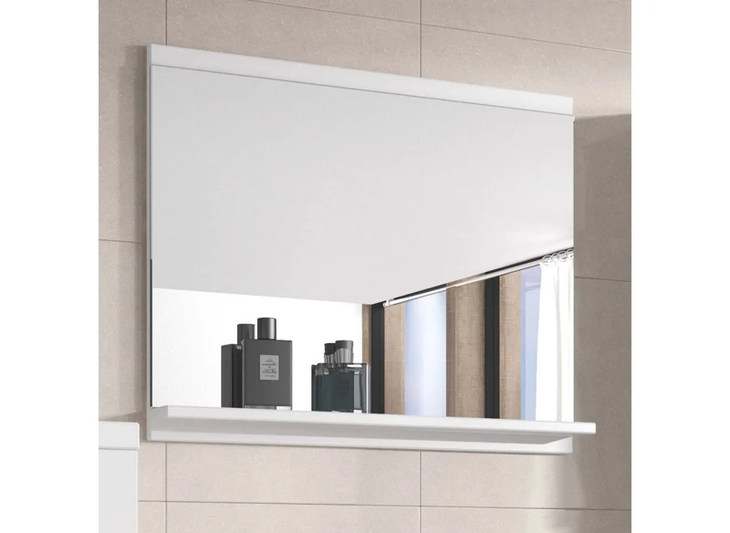 Ensemble meubles salle de bain design suspendu - Blanc laqué SHELBY