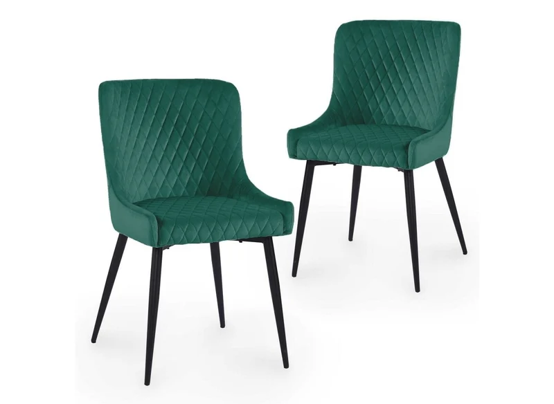 Lot de 2 chaises design en velours vert JENNY
