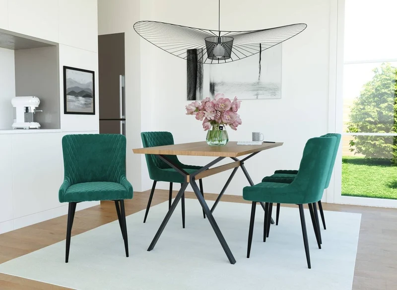 Lot de 2 chaises design en velours vert JENNY
