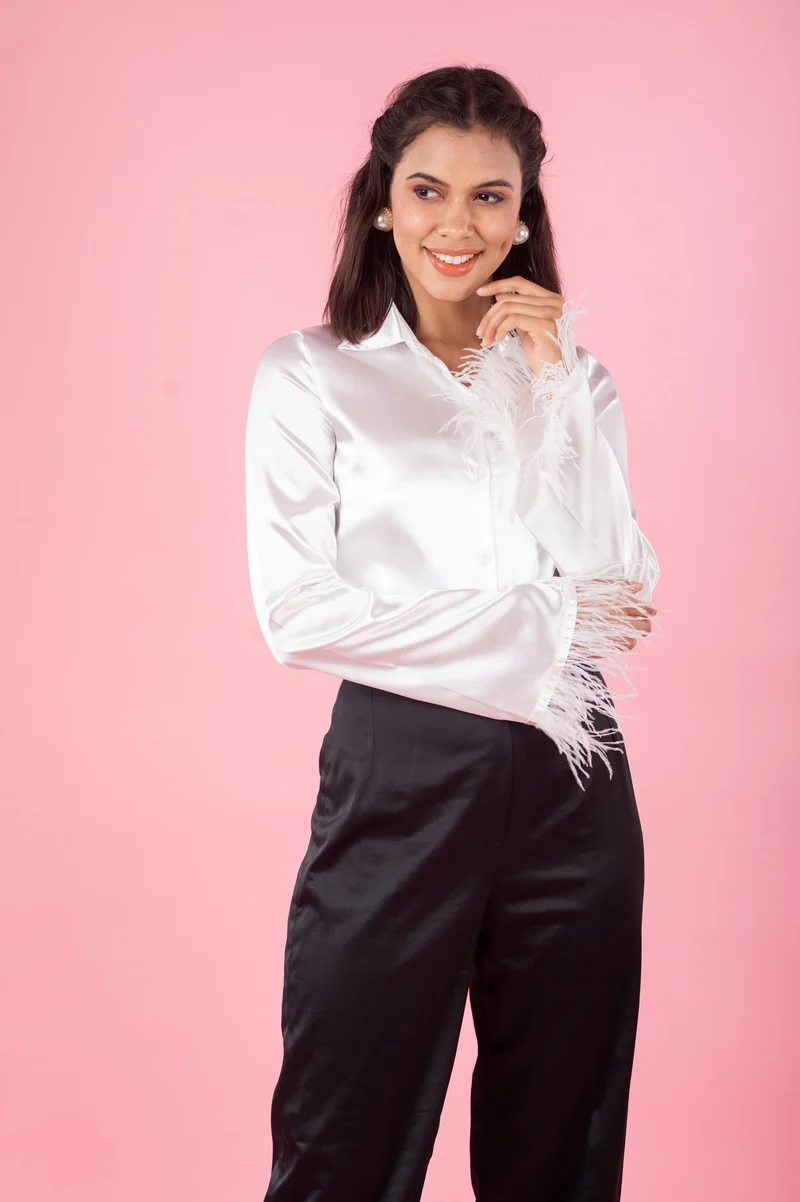 Olivia Satin Shirt (White)