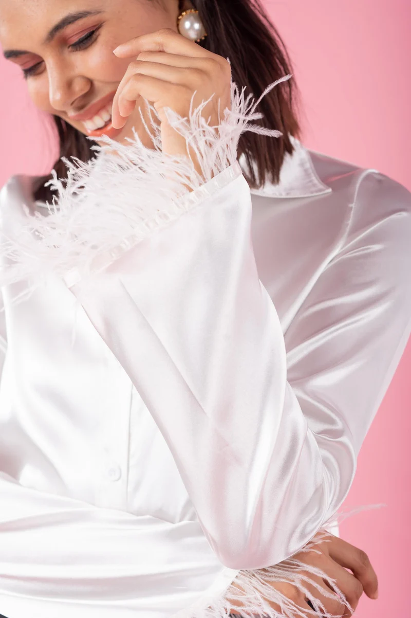 Olivia Satin Shirt (White)