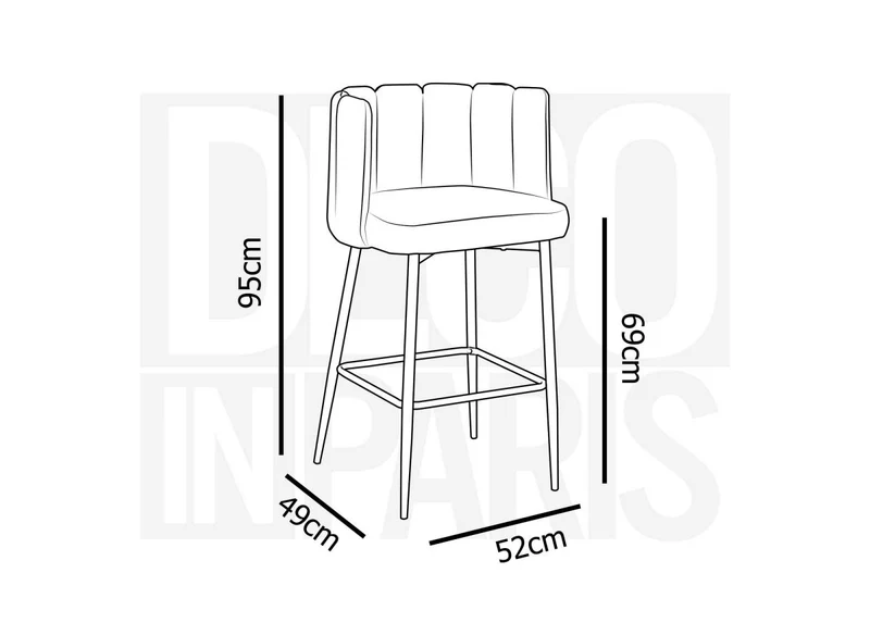 Lot de 2 tabourets de bar design en velours vert DEBBY