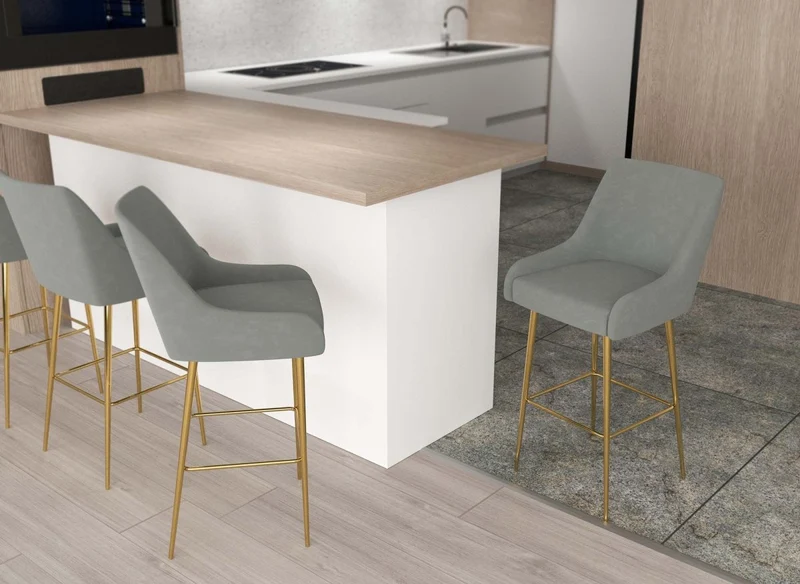 Lot de 2 tabourets de bar design en velours gris LALYA