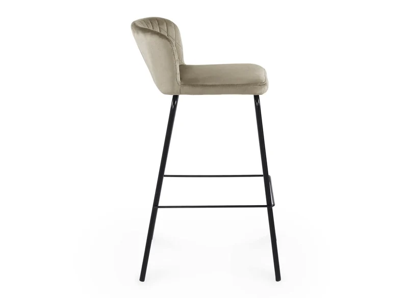 Lot de 2 tabourets de bar design en velours beige BOSCO