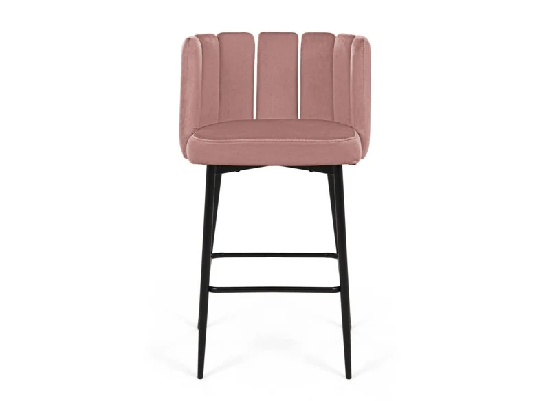 Lot de 2 tabourets de bar design en velours rose DEBBY