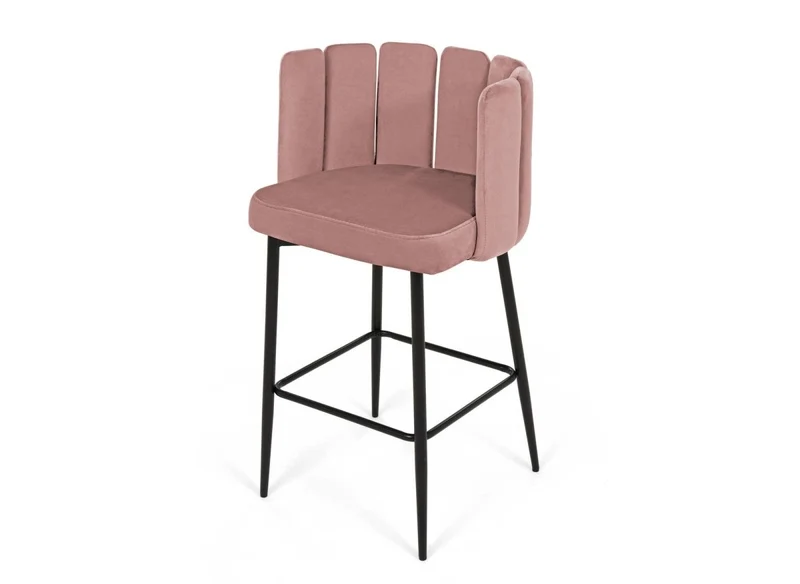 Lot de 2 tabourets de bar design en velours rose DEBBY