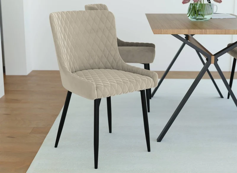 Lot de 2 chaises design en velours beige JENNY