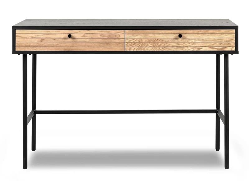 Bureau 2 tiroirs en bois et métal noir DARYL