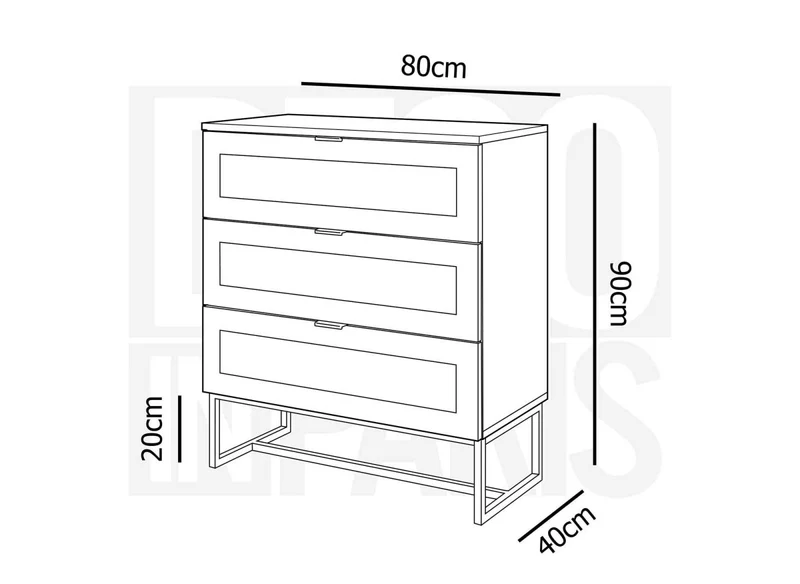 Commode scandinave 3 tiroirs en bois métal et cannage TULLIO