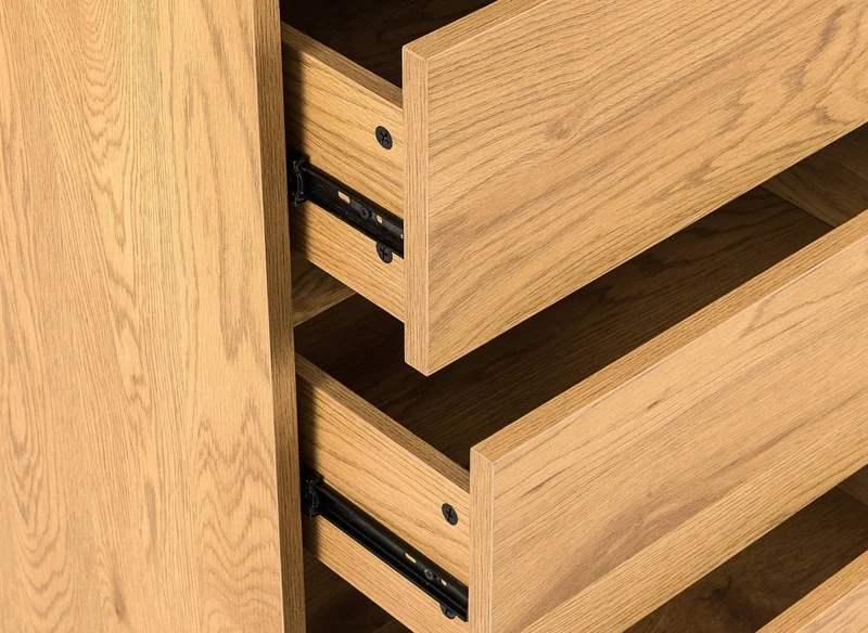 Commode 5 tiroirs en bois couleur chêne SACHA