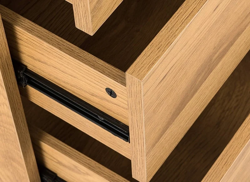 Commode 5 tiroirs en bois couleur chêne SACHA