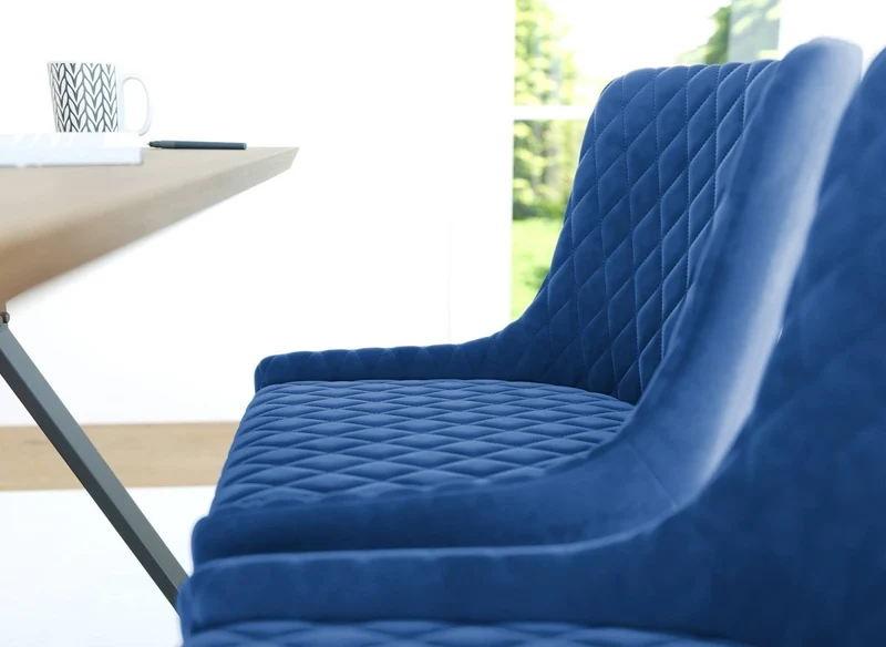 Lot de 2 chaises design en velours bleu JENNY