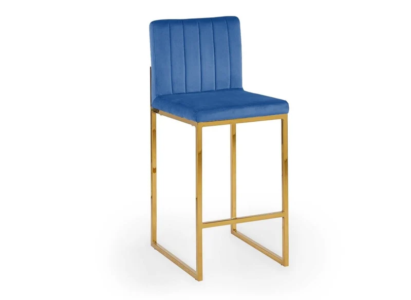 Lot de 2 tabourets de bar design en velours bleu FRIDA