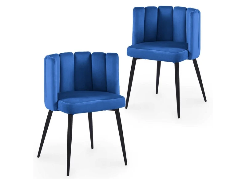 Lot de 2 chaises design en velours bleu DEBBY
