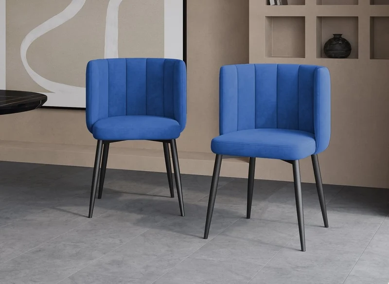 Lot de 2 chaises design en velours bleu DEBBY