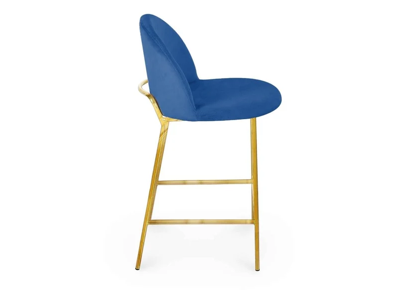 Lot de 2 tabourets de bar design en velours bleu ARABEL