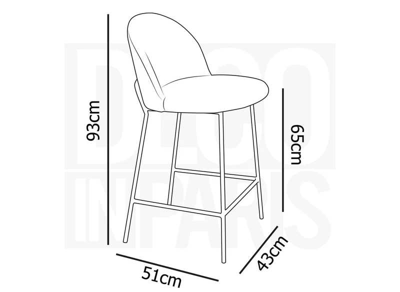 Lot de 2 tabourets de bar design en velours gris ARABEL