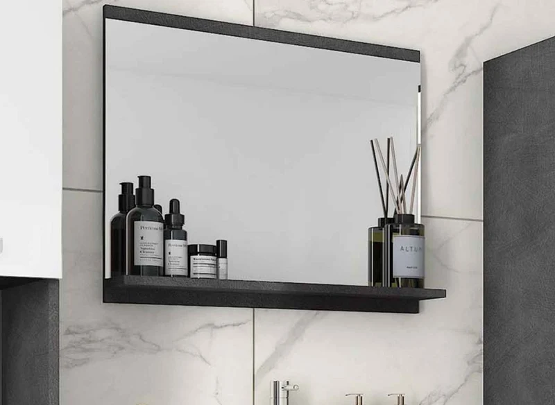 Ensemble meubles salle de bain suspendu XL - Gris foncé et blanc HARMONY