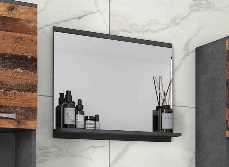 Ensemble meubles salle de bain design suspendu XL - Gris foncé et chêne vieilli HARMONY