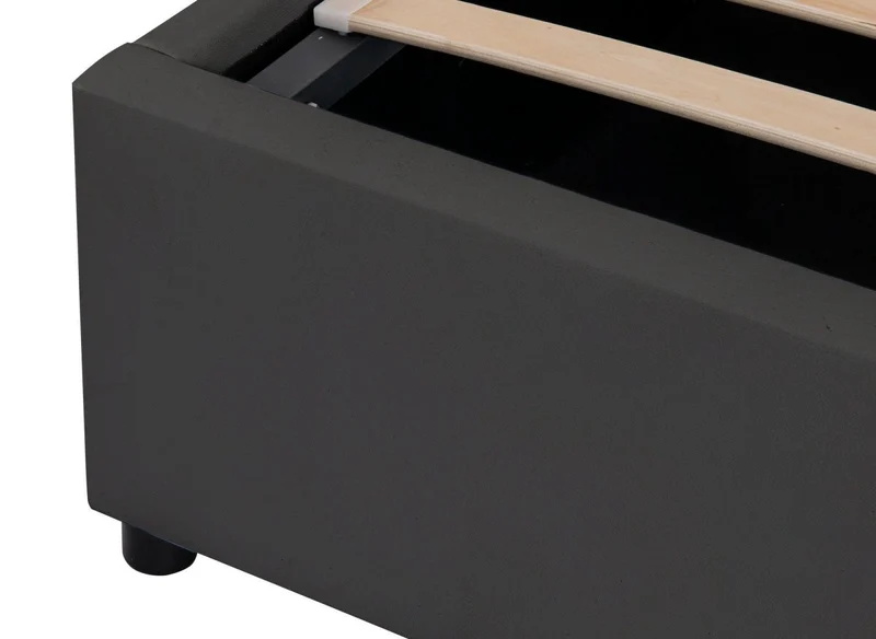 Lit sommier relevable avec coffre en simili cuir noir 160x200 cm LIZBAN