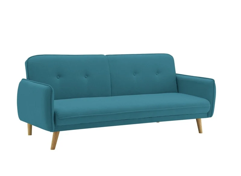 Canapé clic clac en tissu bleu avec pieds en bois NATAL