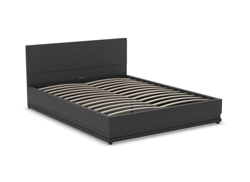 Lit coffre en simili cuir noir 180x200 cm ELENCE