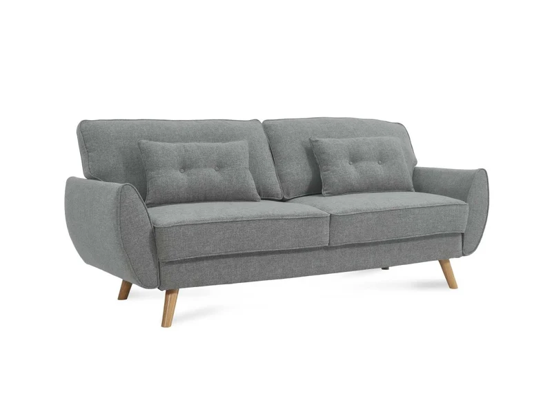 Canapé clic clac en tissu gris clair avec pieds en bois PANAMA