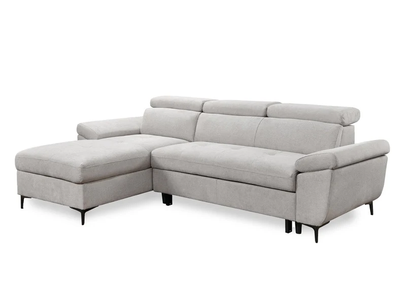 Canapé d'angle convertible en tissu beige MONICA - Angle gauche