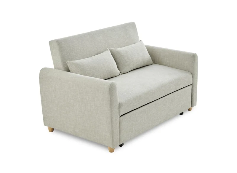 Canapé convertible 2 places en tissu beige KALAYA