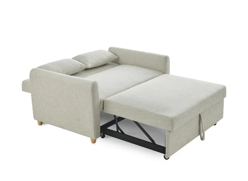 Canapé convertible 2 places en tissu beige KALAYA