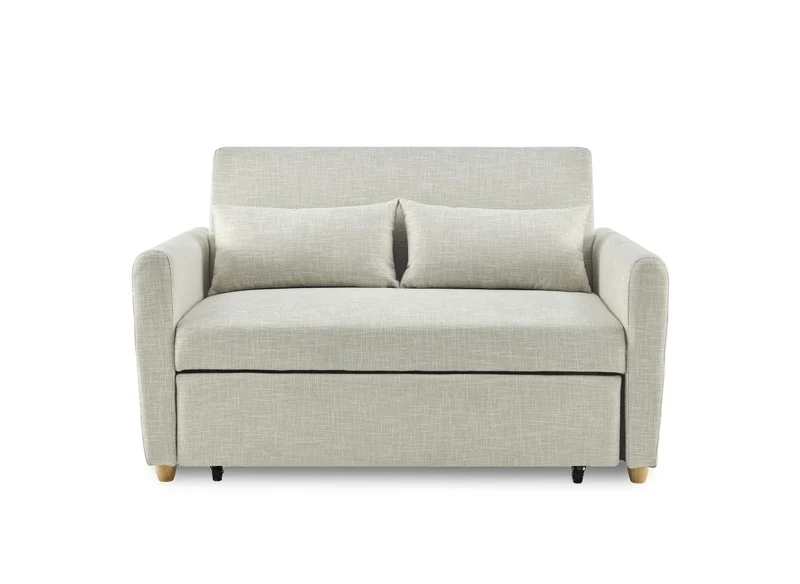 Canapé convertible 2 places en tissu beige KALAYA